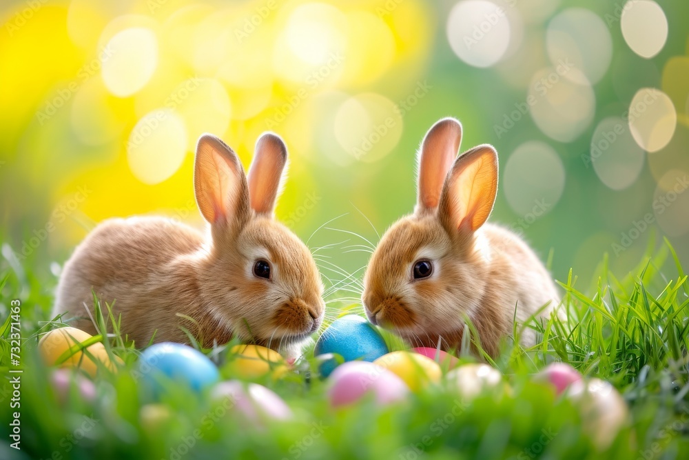 Happy Easter Eggs Basket magenta. Bunny in flower easter lemon decoration Garden. Cute hare 3d Powder blue easter rabbit spring illustration. Holy week Colorburst card wallpaper witty Happy Easter Eggs Basket magenta. Bunny in flower easter lemon decoration Garden. Cute hare 3d Powder blue easter rabbit spring illustration. Holy week Colorburst card wallpaper witty