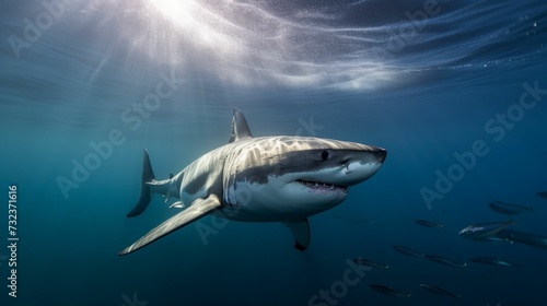 AI generated shark swimming in water © Wirestock