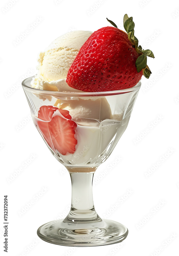 icecream in glass dessert isolated on transparent background