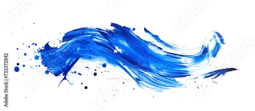 Blue paint brush strokes in watercolor isolated, transparent PNG