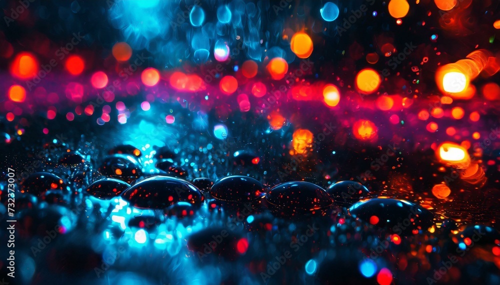 Background with lights and drops neon with bokeh Background with lights and drops neon with bokeh