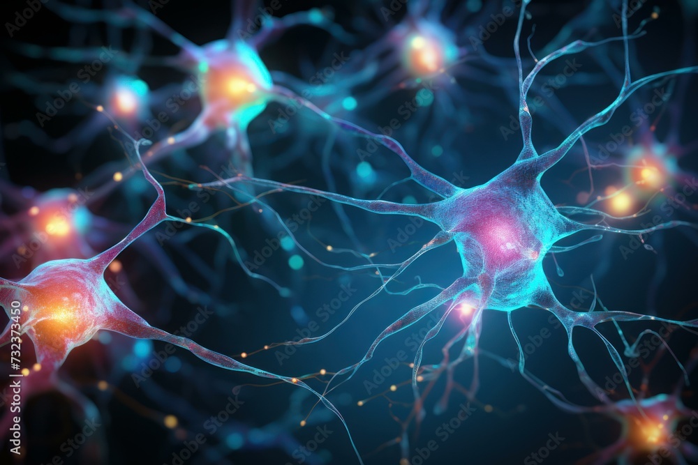Dynamic Neuron cells knots. Micro science. Generate Ai Dynamic Neuron cells knots. Micro science. Generate Ai