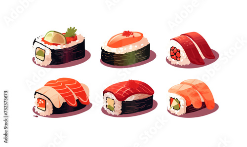 sushi vector flat minimalistic asset isolated vector style illustration