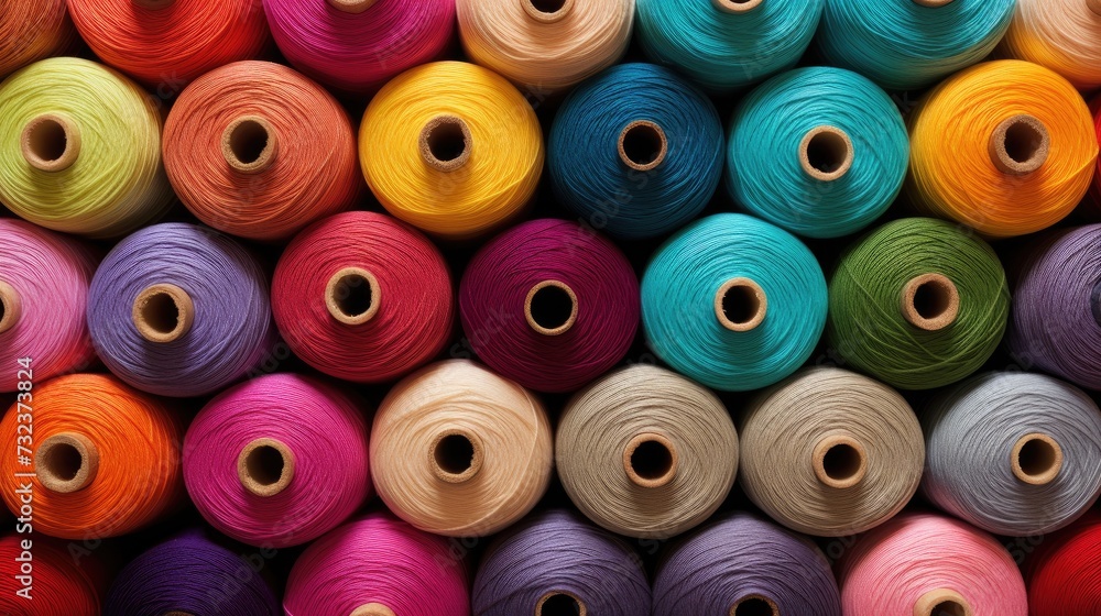 The background is made of colored yarn. Balls of thread in close-up. Materials for needlework on the shelf in the store. Hobby or creative work. The background is made of colored yarn. Balls of thread in close-up. Materials for needlework on the shelf in the store. Hobby or creative work.