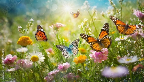 Butterfly in a meadow with flowers © Semih Photo