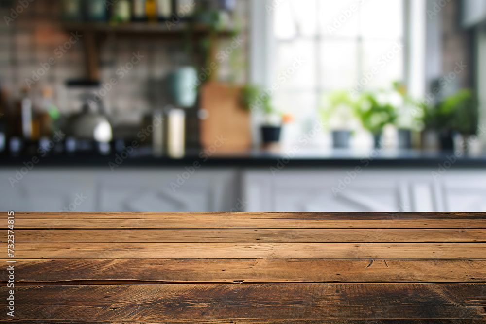 Generative AI illustration of Wooden texture table Generative AI illustration of Wooden texture table