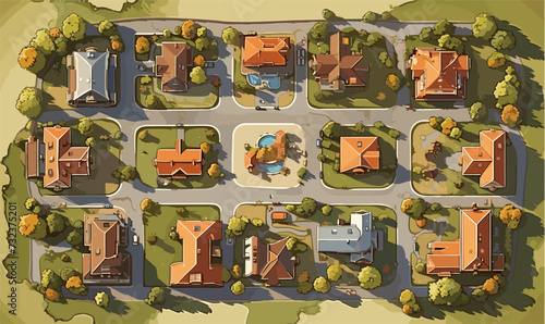 house view from above vector illustration