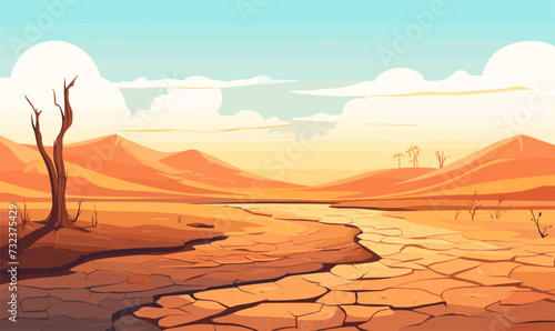 Desert and sky. Vector illustration