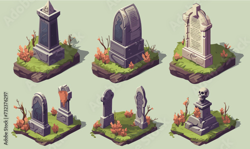 Grave set. Vector illustration