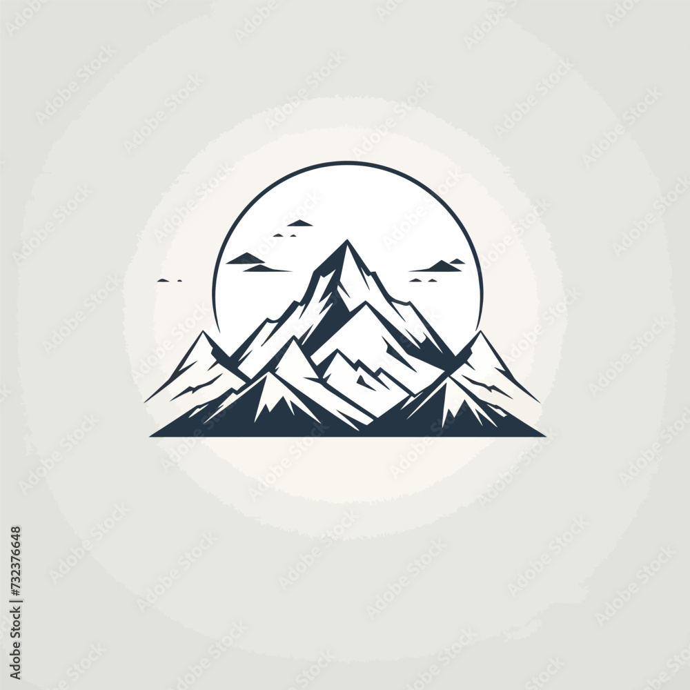 Minimal vector outline mountains view Generative Ai Minimal vector outline mountains view Generative Ai