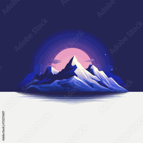Minimal vector outline mountains view Generative Ai