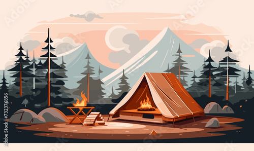 House in the forest. Vector illustration photo