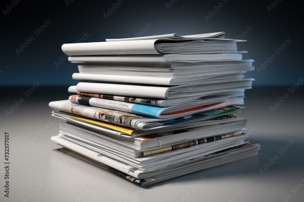 Newspaper folder stack. Office book paper pile heap. Generate Ai Newspaper folder stack. Office book paper pile heap. Generate Ai
