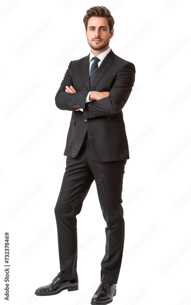 Businessman with an elegant and classic suit, isolated subject on transparent background