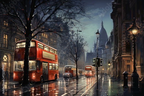 Mysterious Night london street. Europe night. Generate Ai