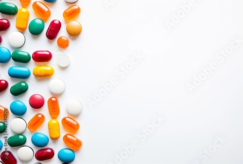 Assorted Pharmaceutical Pills and Capsules on a White Background