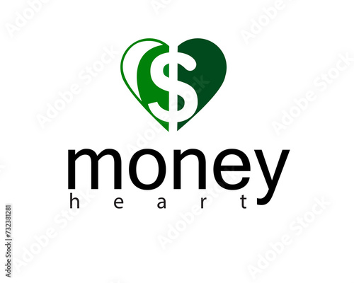 creative money heart icon logo design template