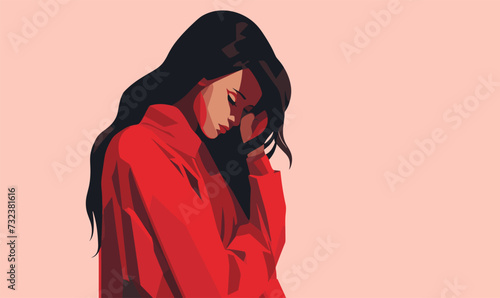 girl sad headache design vector illustration