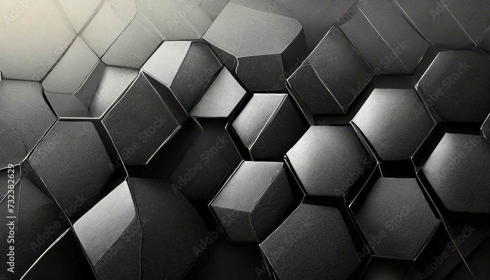 Black and white hexagon background - obrazy, fototapety, plakaty 