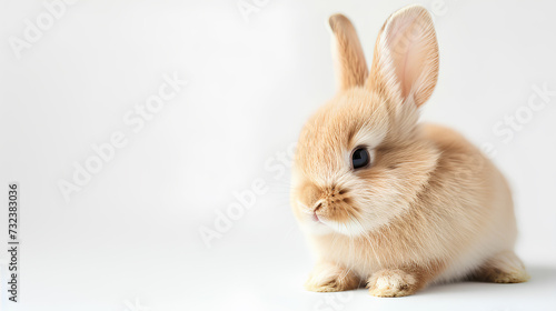 Cute happy smiling baby bunny rabbit isolated on a white background © mizan
