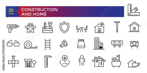 Simple set of building and construction related icons con set, icons collection