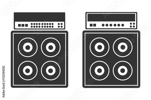Guitar amplifier and cabinet icon flat design vector ilustration.