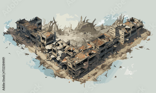destroyed building vector illustration