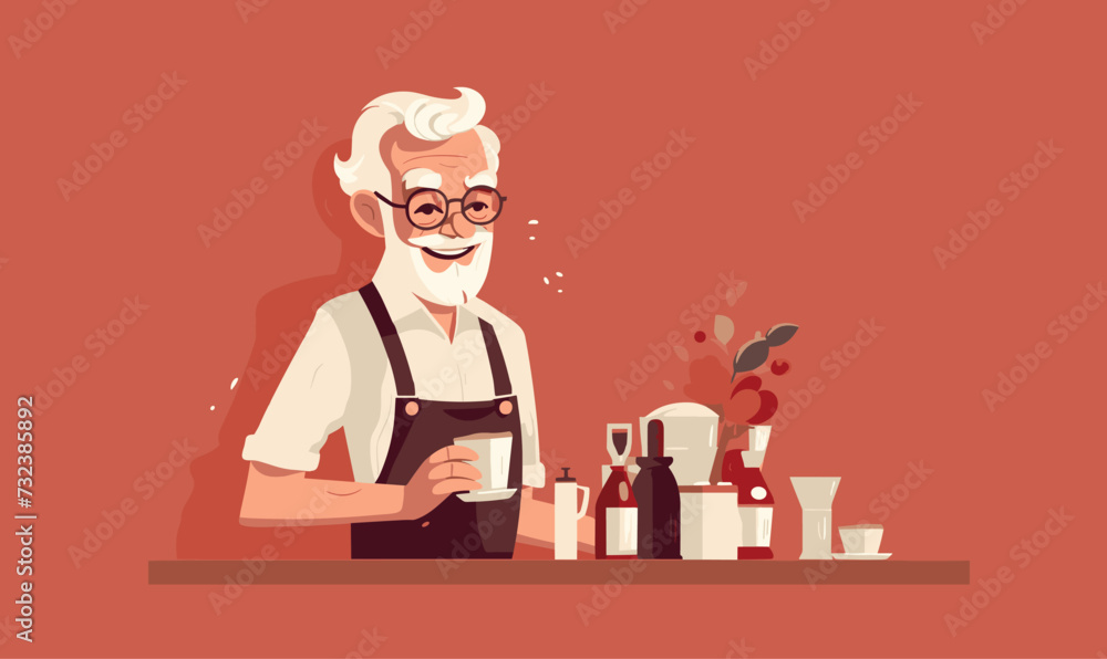 barista behind the bar counter flat style vector illustration barista behind the bar counter flat style vector illustration