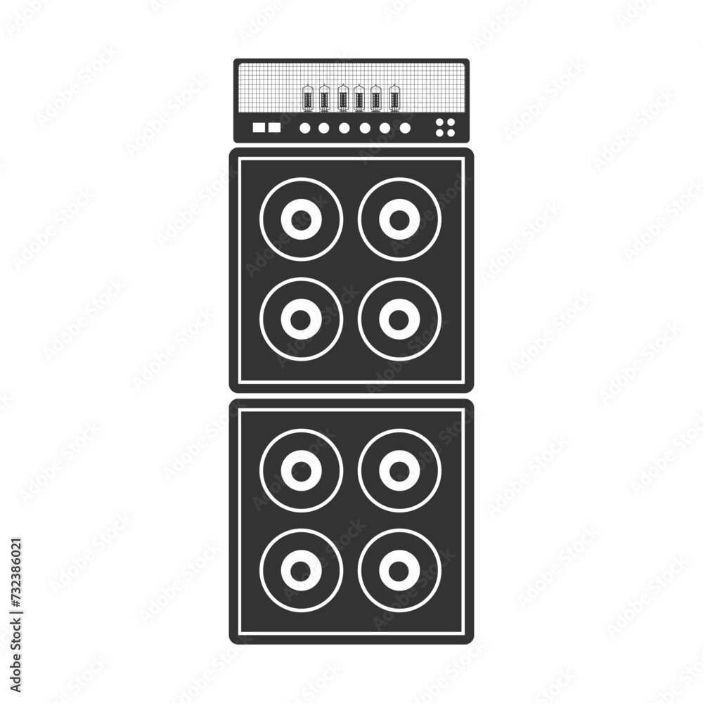 Fototapeta premium Guitar amplifier and cabinet icon flat design vector ilustration.