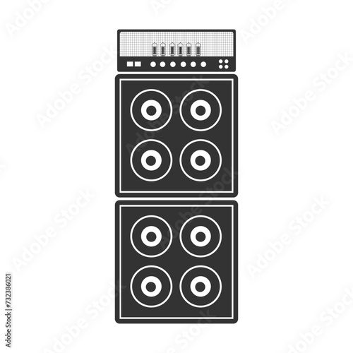Guitar amplifier and cabinet icon flat design vector ilustration.