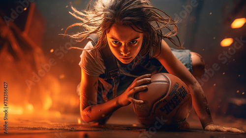 woman playing football