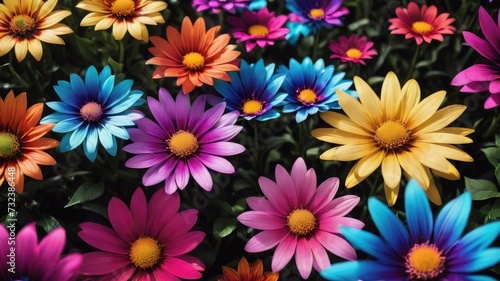 Pink and yellow flowers, Red and yellow flowers, Flowers on a black background, colorful flowers,s and a lens flare, colorful flower background, © Tilak