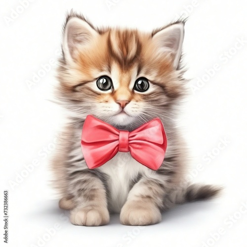 cute little kitten watercolor isolated on white background.