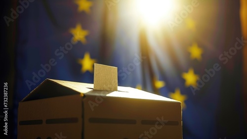 European Union Ballot Box with Voting Card,symbolizing European democratic values