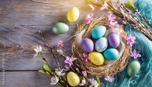 Easter composition with colorful Easter eggs