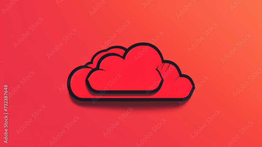 Minimalist 3D red cloud design floating on a dark red background. Minimalist 3D red cloud design floating on a dark red background.
