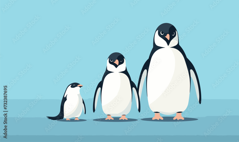Fototapeta premium penguin family Flat style vector illustration