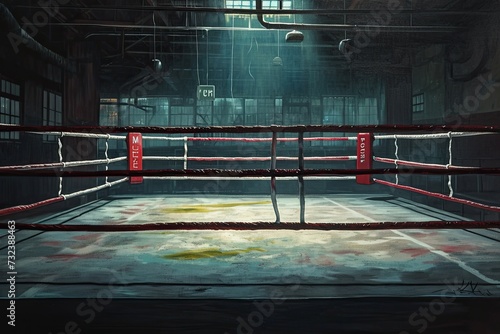 Boxing Ring With Red Corner. Generative AI.