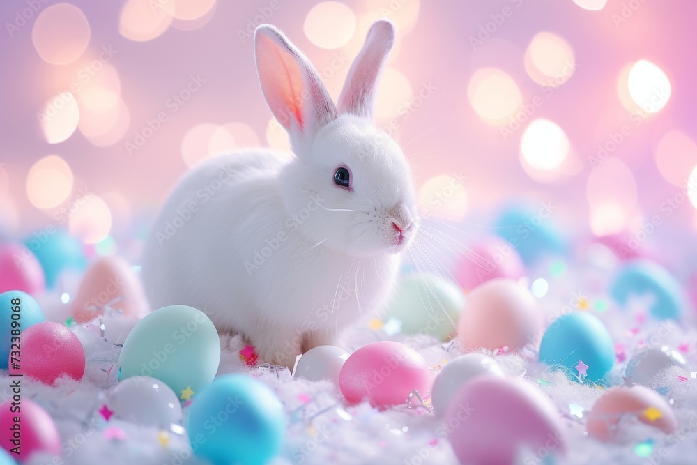 Happy Easter Eggs Basket pbr. Bunny in flower easter peace decoration Garden. Cute hare 3d garden pathway easter rabbit spring illustration. Holy week Pollination card wallpaper gratitude Happy Easter Eggs Basket pbr. Bunny in flower easter peace decoration Garden. Cute hare 3d garden pathway easter rabbit spring illustration. Holy week Pollination card wallpaper gratitude