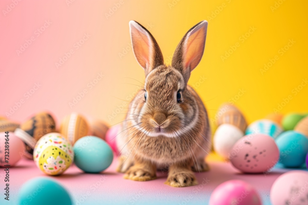Happy Easter Eggs Basket orchid. Bunny in flower easter Orange Fusion decoration Garden. Cute hare 3d reflection easter rabbit spring illustration. Holy week egg hunt card wallpaper faith Happy Easter Eggs Basket orchid. Bunny in flower easter Orange Fusion decoration Garden. Cute hare 3d reflection easter rabbit spring illustration. Holy week egg hunt card wallpaper faith