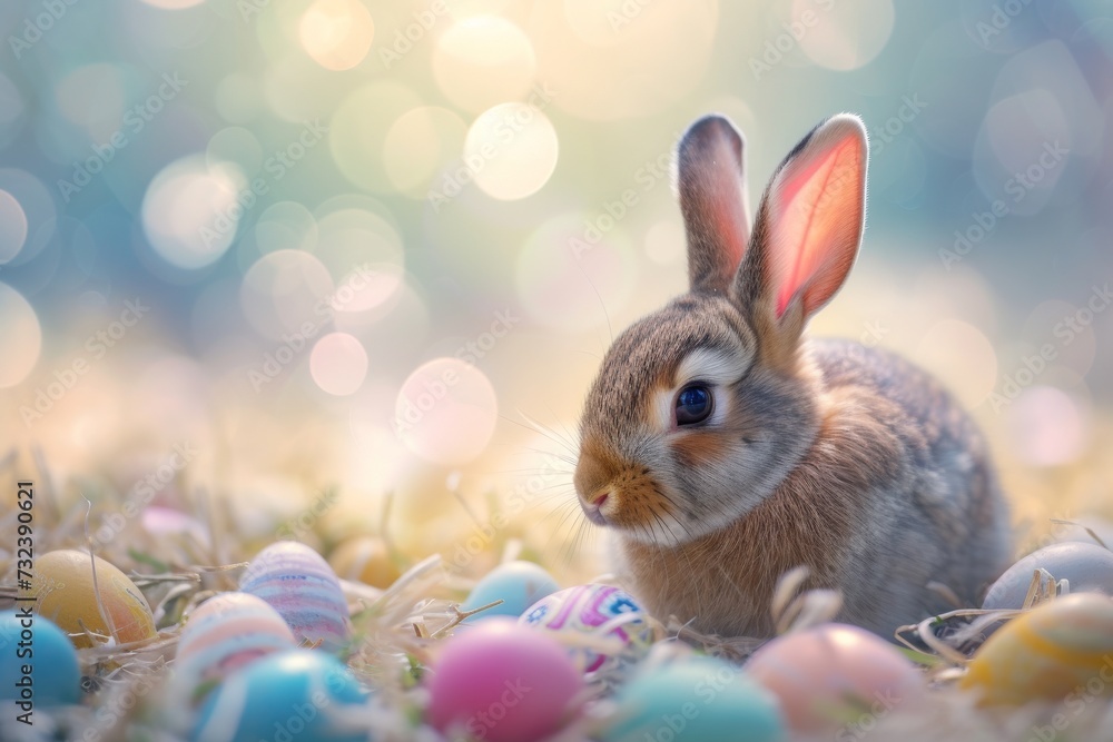 Happy Easter Eggs Basket spring. Bunny in flower easter hijinks decoration Garden. Cute hare 3d flower easter rabbit spring illustration. Holy week Tulips card wallpaper hand painted eggs Happy Easter Eggs Basket spring. Bunny in flower easter hijinks decoration Garden. Cute hare 3d flower easter rabbit spring illustration. Holy week Tulips card wallpaper hand painted eggs