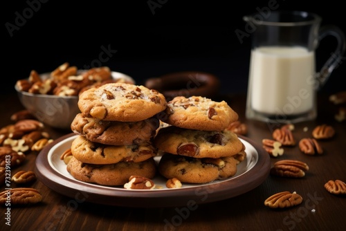 Crunchy Nut cookies. Sugar snack tasty. Generate Ai