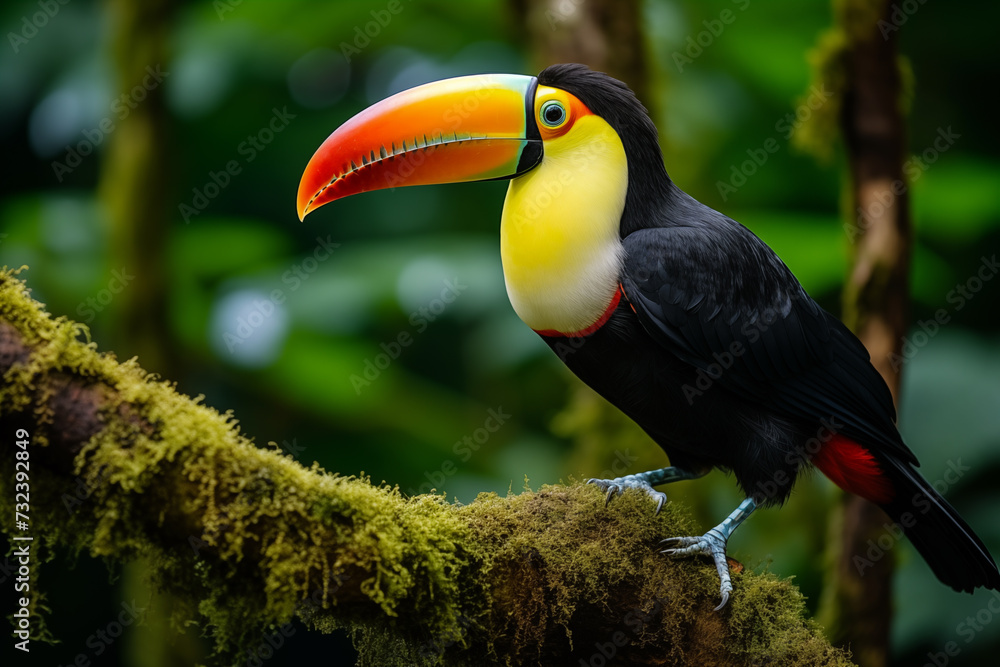 Fototapeta premium Toucan on the branch in tropical forest