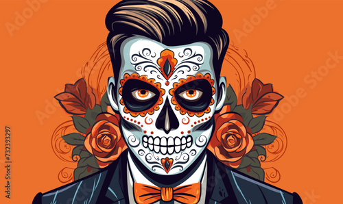 Man in mask Flat style vector lustration