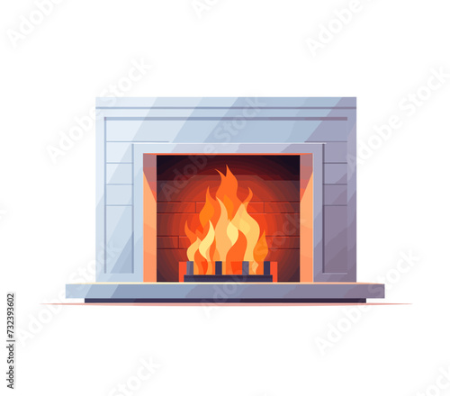 fireplace with fire vector icon