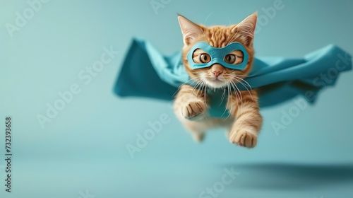 CUTE YOUNG LITTLE CAT SUPERHERO © Sania