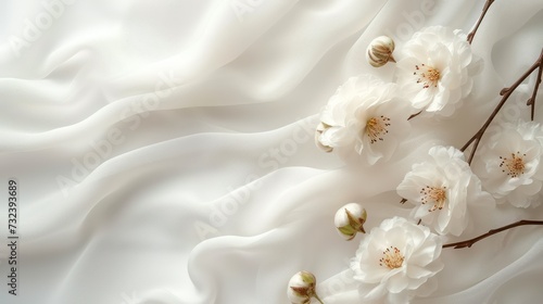 close up of white flowers with text space © Sania
