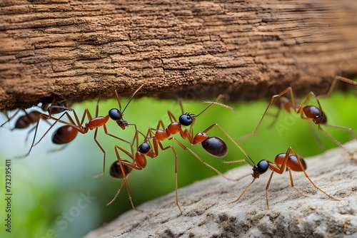 Ant Teamwork in Action: Constructing a Bridge photo