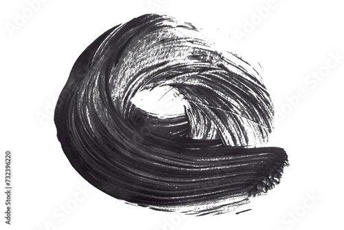 Shiny black brush watercolor painting isolated on transparent background. watercolor png