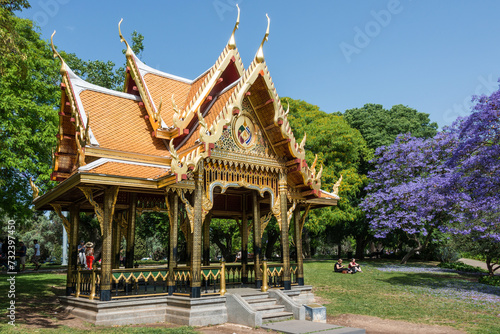 Templo tailandés en el jardín Vasco de Gama, en el barrio de Belem de Lisboa, Portugal photo